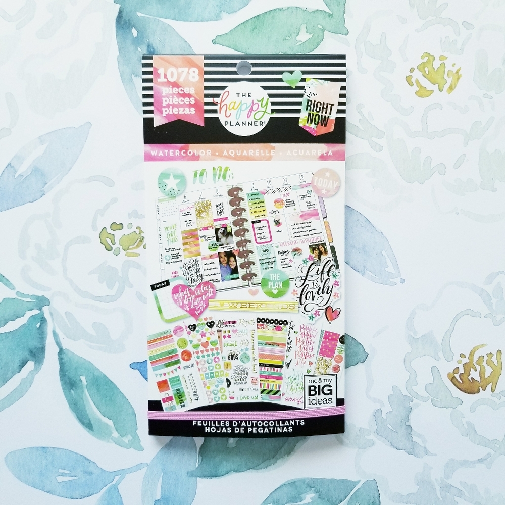 NEW! The Happy Planner Watercolor Right Now Sticker Book 1,078 Pieces